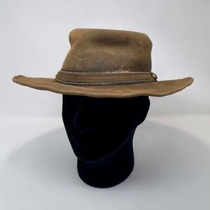 Oztrala Premium Leather Outback Hat Brown Distressed Suede Australian Bush Hat S
